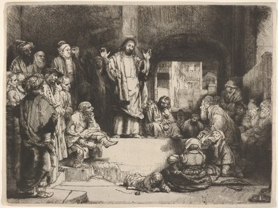 Christus predikend, genaamd La Petite Tombe door Rembrandt van Rijn