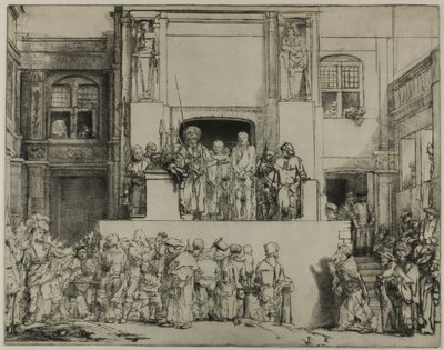 Christus gepresenteerd aan het volk: Langwerpige plaat door Rembrandt van Rijn