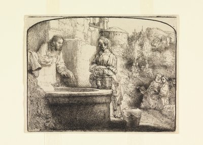 Christus en de Vrouw van Samaria door Rembrandt van Rijn