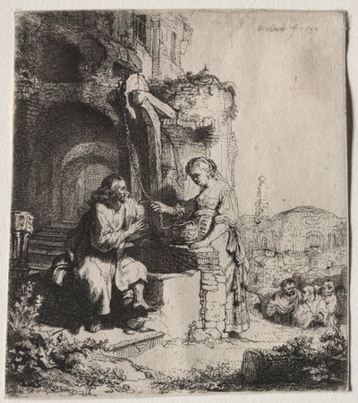 Christus en de Vrouw van Samaria Tussen Ruïnes, 1634 door Rembrandt van Rijn