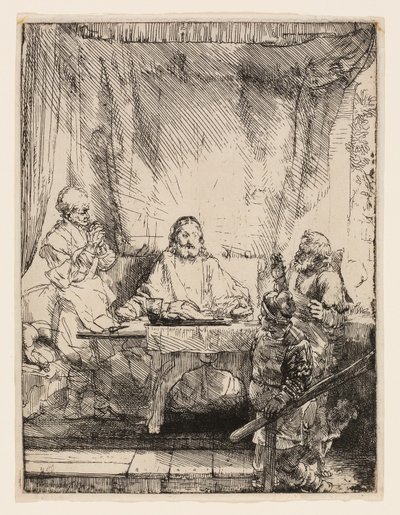 Christus in Emmaus: De grotere plaat door Rembrandt van Rijn
