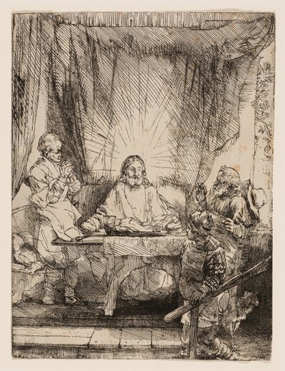 Christus in Emmaüs: De Grotere Plaat door Rembrandt van Rijn
