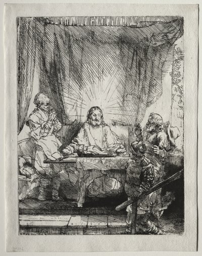 Christus in Emmaüs: de grotere afbeelding door Rembrandt van Rijn