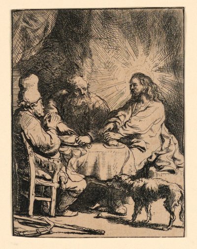 Christus in Emmaus: De Kleinere Plaat door Rembrandt van Rijn