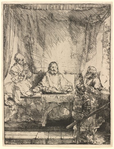 Christus in Emmaüs: de Grotere Plaat door Rembrandt van Rijn