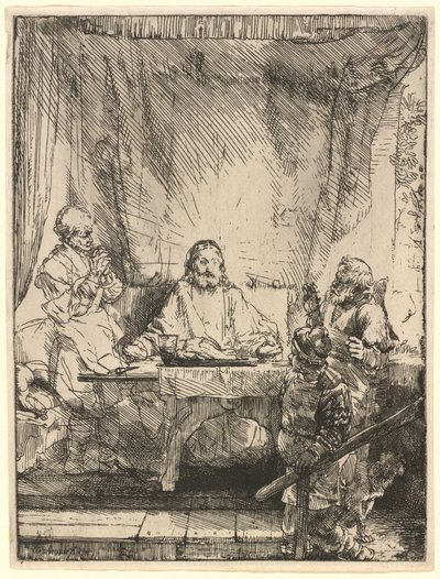 Christus in Emmaüs: de grotere afbeelding door Rembrandt van Rijn