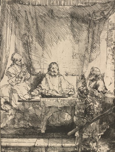 Christus in Emmaüs: de grotere plaat, 1654 door Rembrandt van Rijn