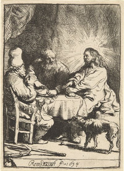 Christus in Emmaüs: de kleinere plaat door Rembrandt van Rijn