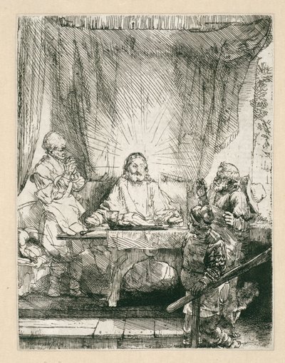 Christus in Emmaus: de grotere plaat door Rembrandt van Rijn