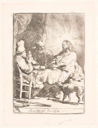 Christus in Emmaüs: de kleinere plaat door Rembrandt van Rijn