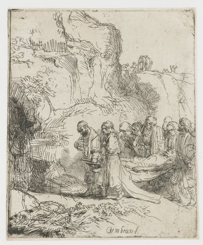 Christus naar het graf gedragen door Rembrandt van Rijn