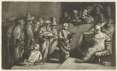 Christus in discussie met de dokters: een schets door Rembrandt van Rijn