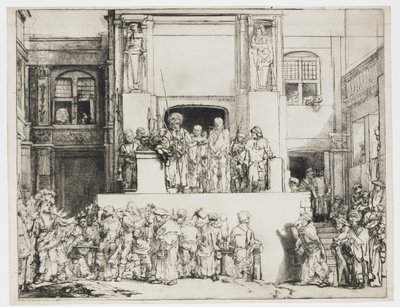 Christus wordt aan het volk getoond: langwerpige plaat door Rembrandt van Rijn