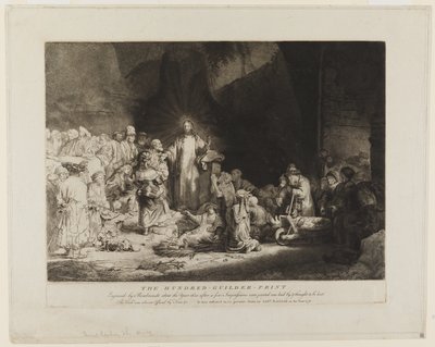 Christus, omringd door zieken, terwijl Hij de kleine kinderen ontvangt door Rembrandt van Rijn