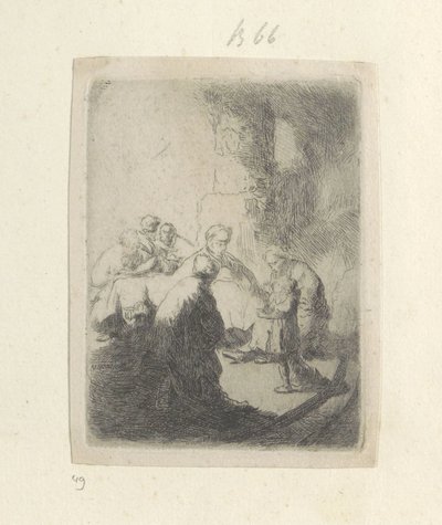 Christus en de schriftgeleerden (kleine plaat) door Rembrandt van Rijn