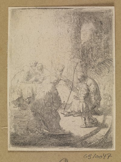 Christus als kind en de schriftgeleerden. Kleine plaat door Rembrandt van Rijn