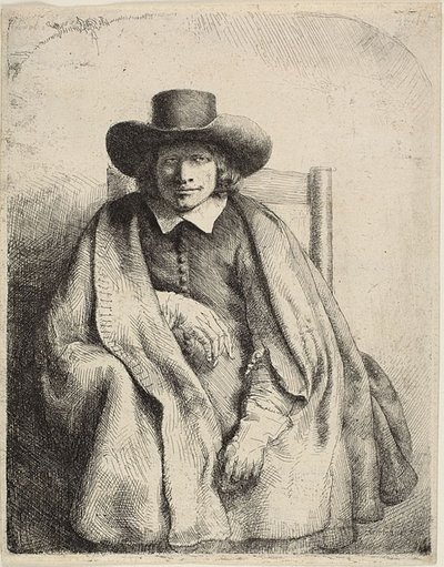 Clement de Jonghe, prentverkoper door Rembrandt van Rijn