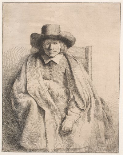 Clement de Jonghe, prentverkoper door Rembrandt van Rijn
