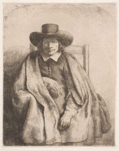 Clement de Jonghe, prentenverkoper door Rembrandt van Rijn