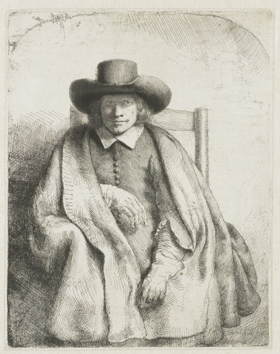 Clement de Jonghe, prentverkoper door Rembrandt van Rijn
