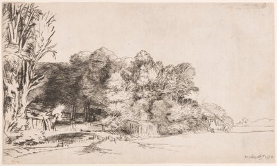 Boomgroep met een doorkijk door Rembrandt van Rijn