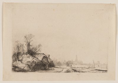 Huisje aan een Kanaal met Uitzicht op Ouderkerk door Rembrandt van Rijn