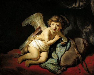 Cupido die een zeepbel blaast, 1634 door Rembrandt van Rijn