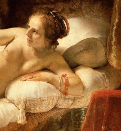 Danaë, 1643 (detail) door Rembrandt van Rijn