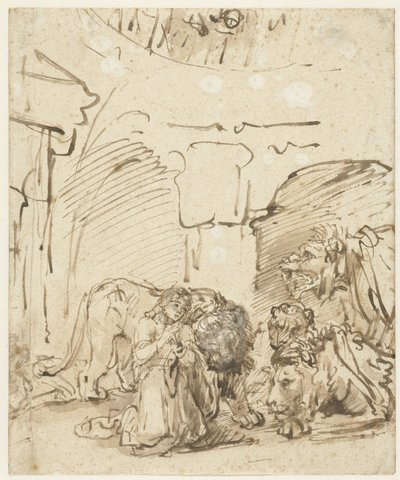 Daniël in de leeuwenkuil door Rembrandt van Rijn