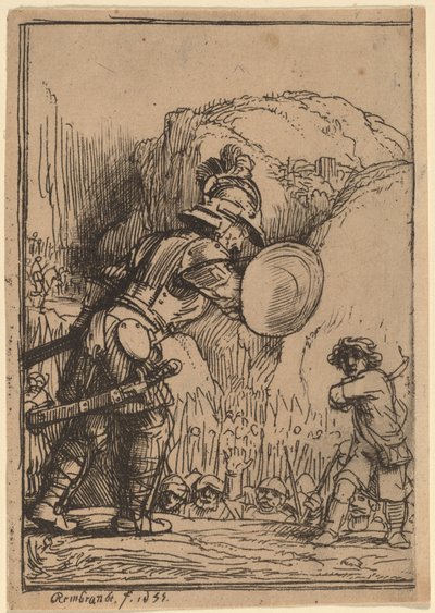 David en Goliath door Rembrandt van Rijn
