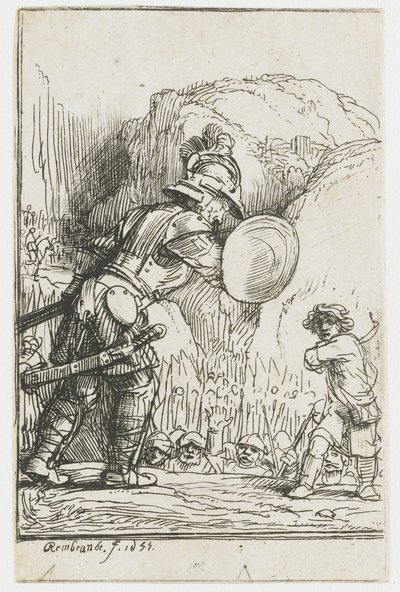 David en Goliath door Rembrandt van Rijn