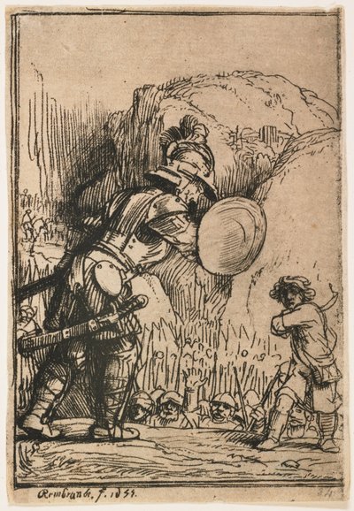 David en Goliath door Rembrandt van Rijn