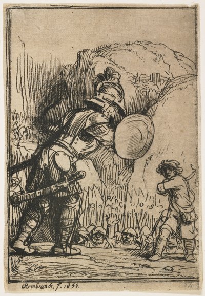 David en Goliath, 1655 door Rembrandt van Rijn