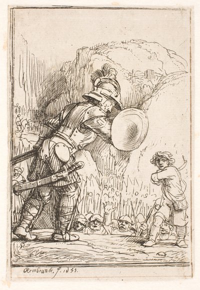 David en Goliath door Rembrandt van Rijn