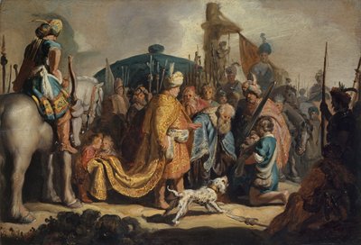 David met het hoofd van Goliath voor Saul door Rembrandt van Rijn