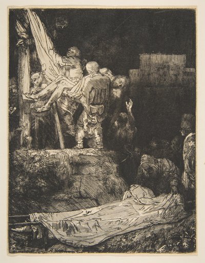Afdaling van het Kruis bij Fakkellicht door Rembrandt van Rijn