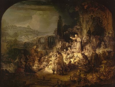 De preek van Johannes de Doper door Rembrandt van Rijn