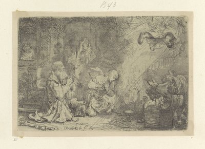 Engel verlaat Tobias en zijn gezin door Rembrandt van Rijn
