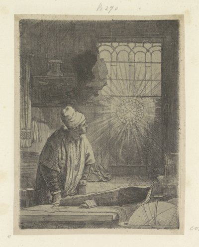 Geleerde in zijn werkkamer (Faust) door Rembrandt van Rijn