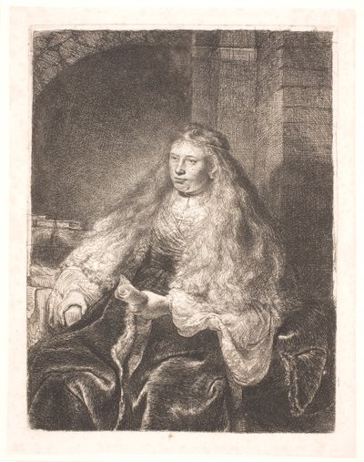 Meisje met haar dat op haar schouders valt (de "grote Joodse bruid") door Rembrandt van Rijn