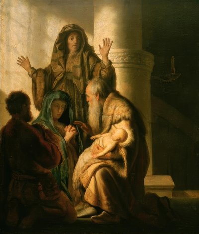 Hanna en Simeon in de tempel door Rembrandt van Rijn