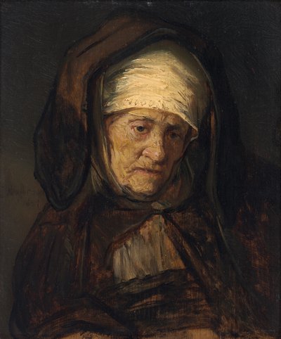 Hoofd van een oude vrouw, 1655-60 door Rembrandt van Rijn