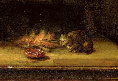 Heilige Familie met een gordijn (detail) door Rembrandt van Rijn