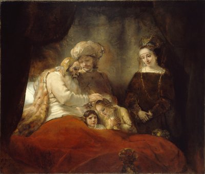 Jacob zegent Efraïm en Manasse, 1656 door Rembrandt van Rijn