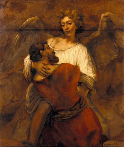 Jakob worstelt met de engel, ca. 1659 door Rembrandt van Rijn
