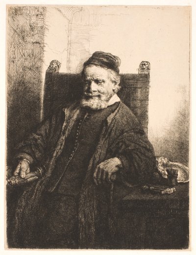 Jan Lutma, de oudere, goudsmid en beeldhouwer door Rembrandt van Rijn