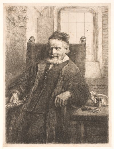 Jan Lutma, de oudere, goudsmid en beeldhouwer door Rembrandt van Rijn