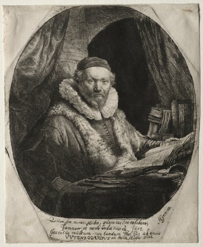 Jan Uytenbogaert, predikant van de Remonstranten door Rembrandt van Rijn