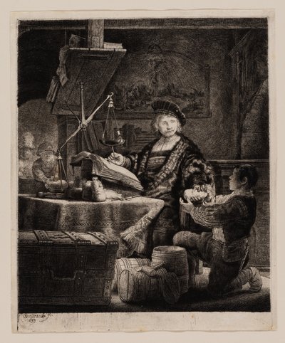 Jan Uytenbogaert, de goudweger door Rembrandt van Rijn