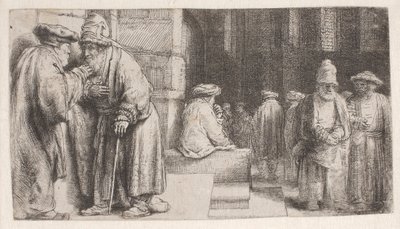 Joden in de synagoge door Rembrandt van Rijn